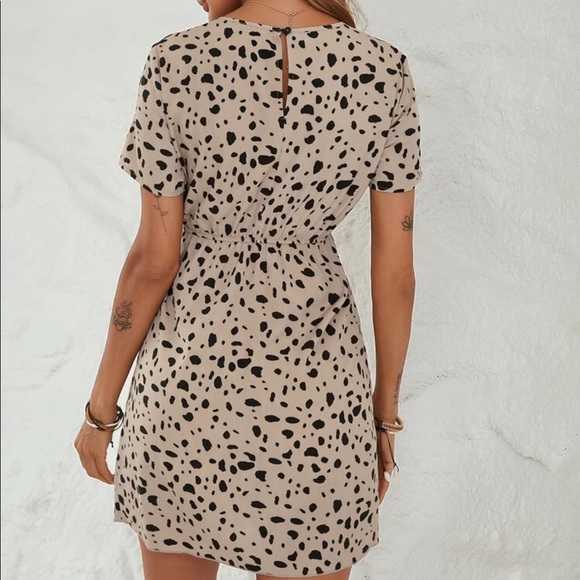 Print boho wrap tie side mini dress - Picture 3 of 7